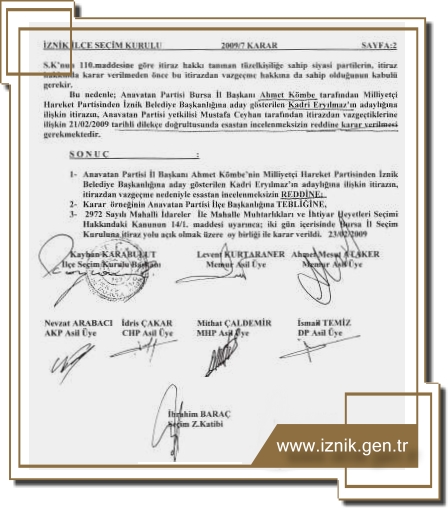 Anavatan İznik Teşkilatından Kamuoyuna Duyuru