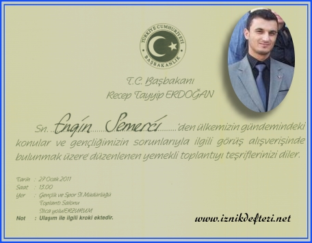 Engin Semerciye Başbakandan Özel Davet