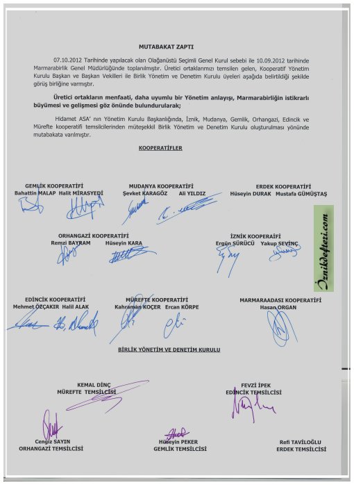 Marmarabirlik’te 7 Kooperatiften Ortak Deklarasyon